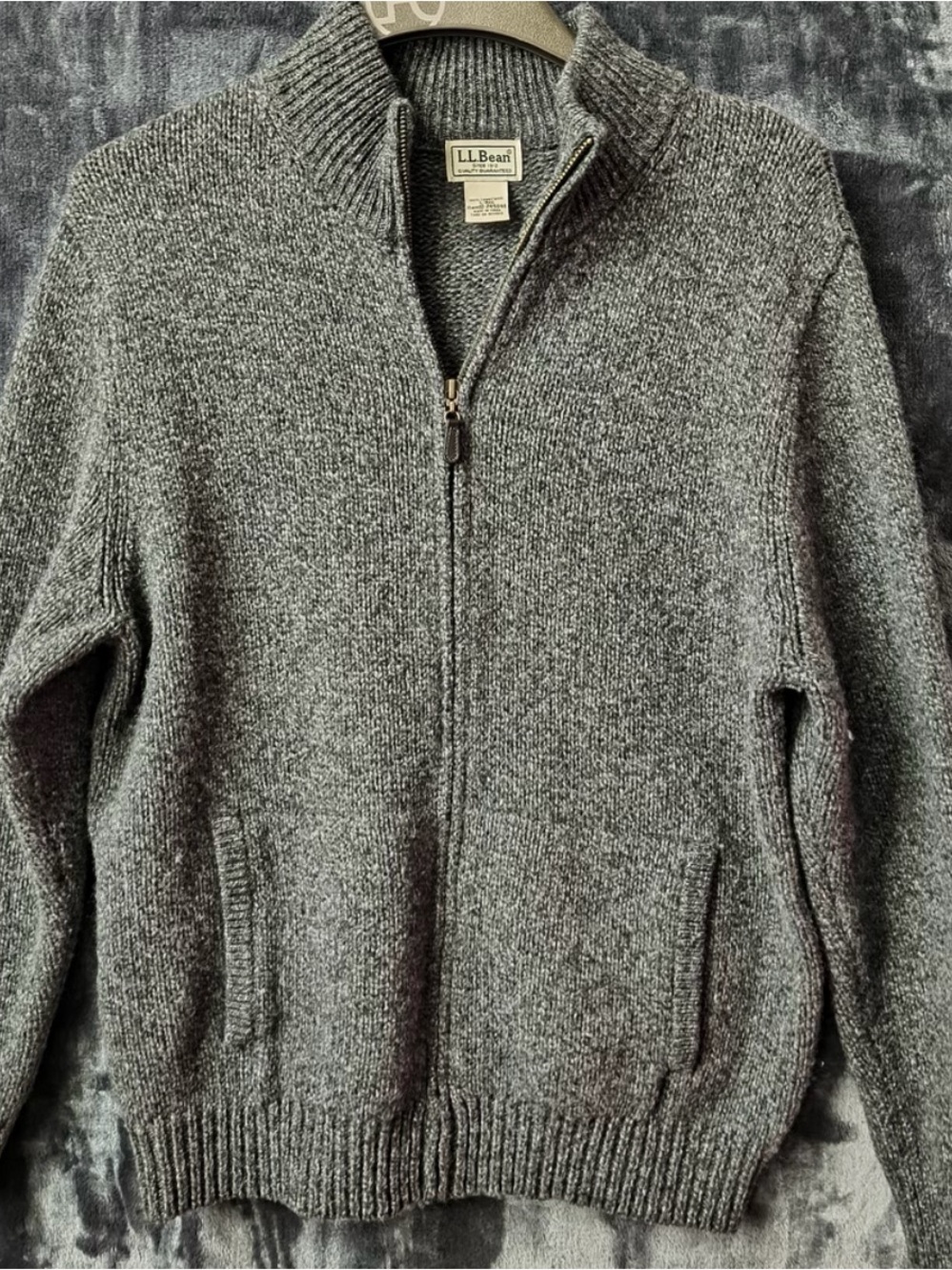 L.L. Bean Men's Gray Full-Zip Wool Blend Sweater